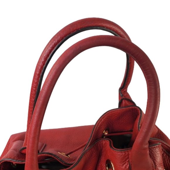 Michael Kors Camden Large Red Drawstring Satchel Leather Bag. - Picture 8 of 11